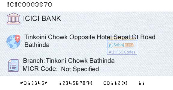 Icici Bank Limited Tinkoni Chowk BathindaBranch 
