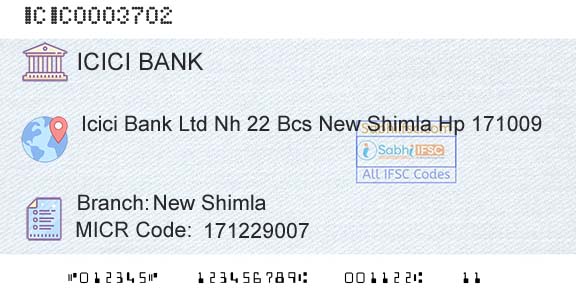 Icici Bank Limited New ShimlaBranch 