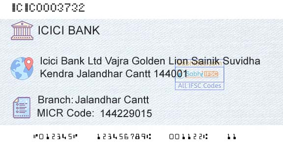 Icici Bank Limited Jalandhar CanttBranch 