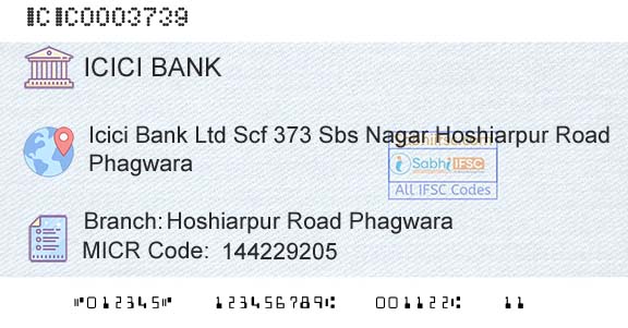 Icici Bank Limited Hoshiarpur Road PhagwaraBranch 