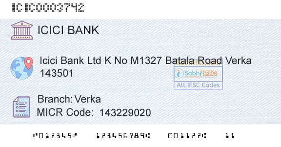 Icici Bank Limited VerkaBranch 