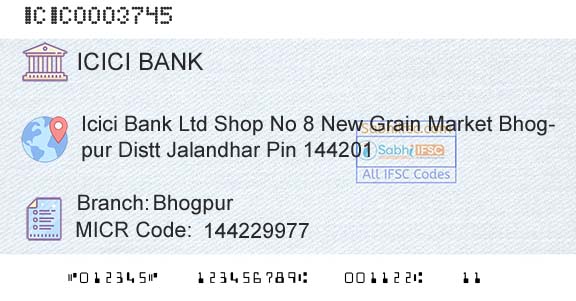 Icici Bank Limited BhogpurBranch 