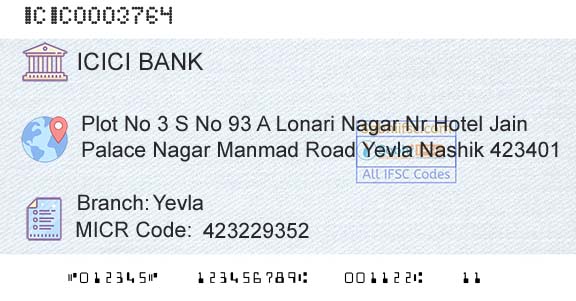 Icici Bank Limited YevlaBranch 