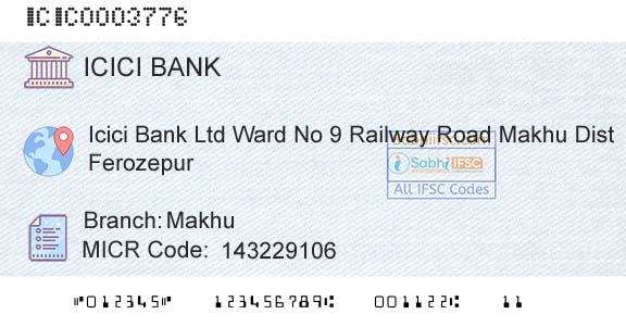 Icici Bank Limited MakhuBranch 