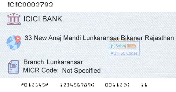 Icici Bank Limited LunkaransarBranch 