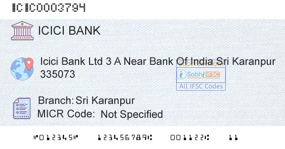 Icici Bank Limited Sri KaranpurBranch 