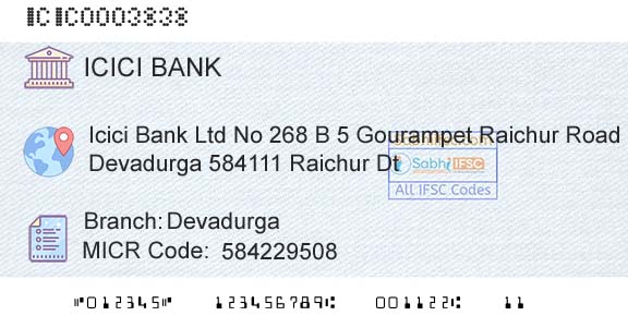 Icici Bank Limited DevadurgaBranch 
