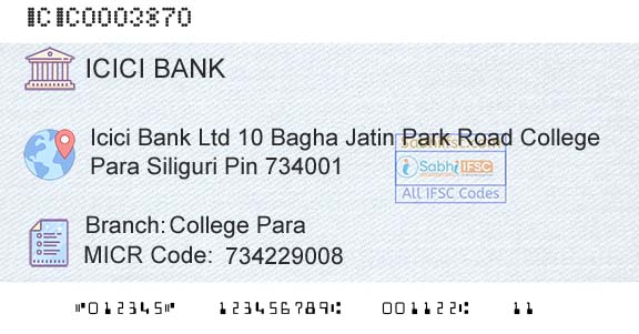 Icici Bank Limited College ParaBranch 