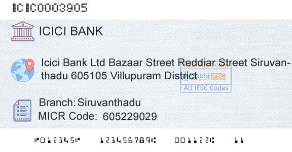 Icici Bank Limited SiruvanthaduBranch 
