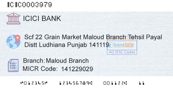 Icici Bank Limited Maloud BranchBranch 