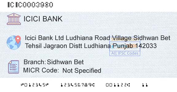 Icici Bank Limited Sidhwan BetBranch 