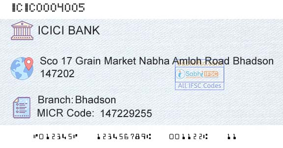 Icici Bank Limited BhadsonBranch 