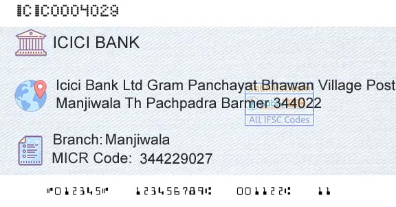 Icici Bank Limited ManjiwalaBranch 