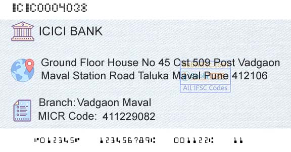Icici Bank Limited Vadgaon MavalBranch 