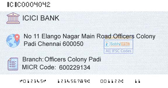 Icici Bank Limited Officers Colony PadiBranch 