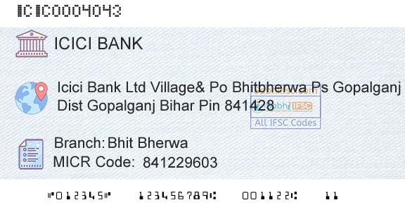 Icici Bank Limited Bhit BherwaBranch 