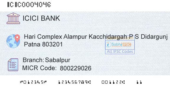 Icici Bank Limited SabalpurBranch 