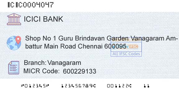 Icici Bank Limited VanagaramBranch 