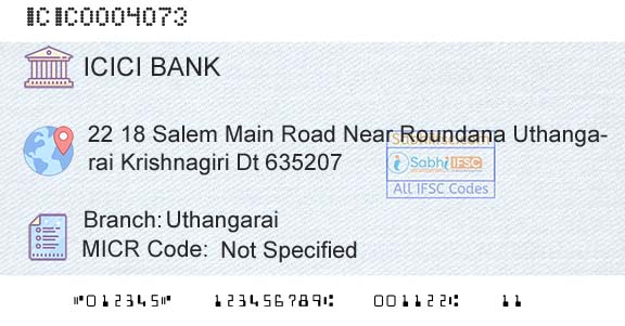 Icici Bank Limited UthangaraiBranch 