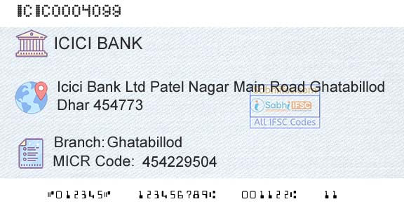 Icici Bank Limited GhatabillodBranch 