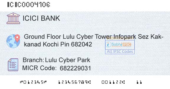 Icici Bank Limited Lulu Cyber ParkBranch 