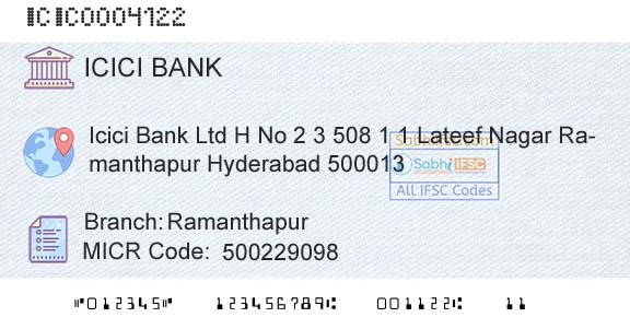 Icici Bank Limited RamanthapurBranch 