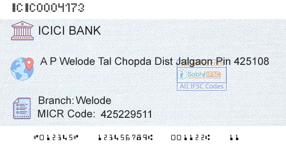 Icici Bank Limited WelodeBranch 