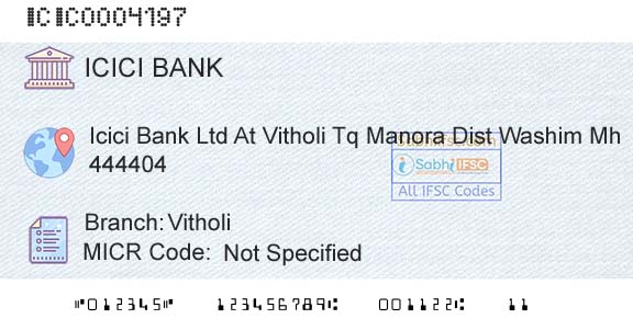 Icici Bank Limited VitholiBranch 