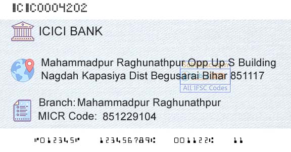 Icici Bank Limited Mahammadpur RaghunathpurBranch 