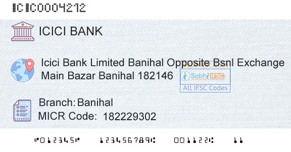 Icici Bank Limited BanihalBranch 