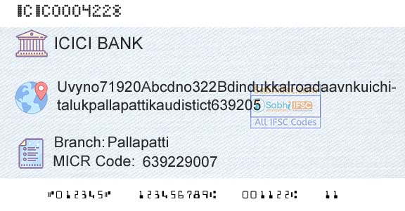Icici Bank Limited PallapattiBranch 