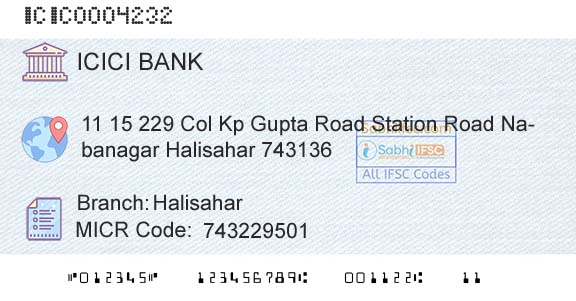 Icici Bank Limited HalisaharBranch 