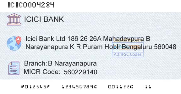 Icici Bank Limited B NarayanapuraBranch 