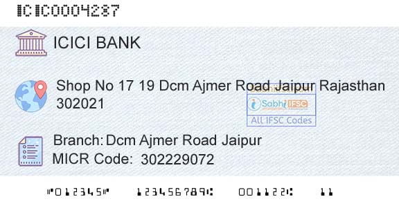Icici Bank Limited Dcm Ajmer Road JaipurBranch 