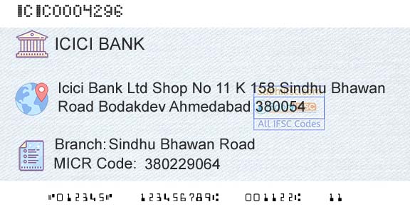 Icici Bank Limited Sindhu Bhawan RoadBranch 