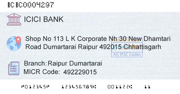 Icici Bank Limited Raipur DumartaraiBranch 