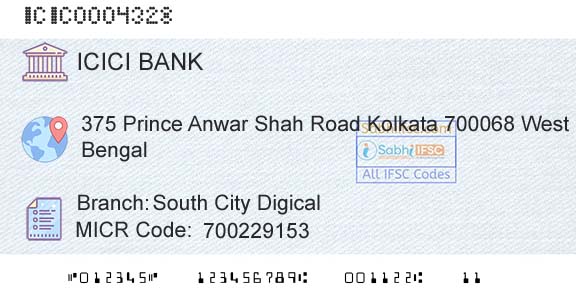 Icici Bank Limited South City DigicalBranch 