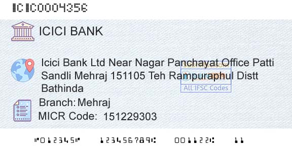 Icici Bank Limited MehrajBranch 