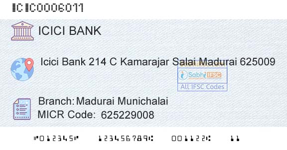 Icici Bank Limited Madurai MunichalaiBranch 