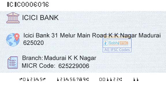 Icici Bank Limited Madurai K K NagarBranch 