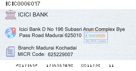 Icici Bank Limited Madurai KochadaiBranch 