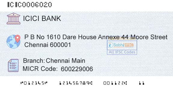 Icici Bank Limited Chennai MainBranch 