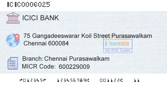 Icici Bank Limited Chennai PurasawalkamBranch 