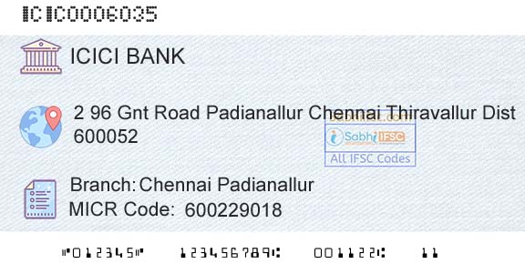 Icici Bank Limited Chennai PadianallurBranch 