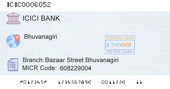 Icici Bank Limited Bazaar Street BhuvanagiriBranch 