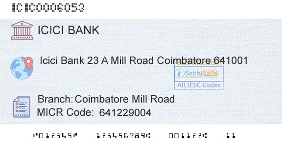 Icici Bank Limited Coimbatore Mill RoadBranch 
