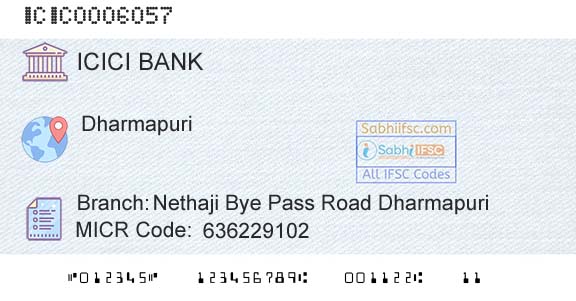 Icici Bank Limited Nethaji Bye Pass Road DharmapuriBranch 