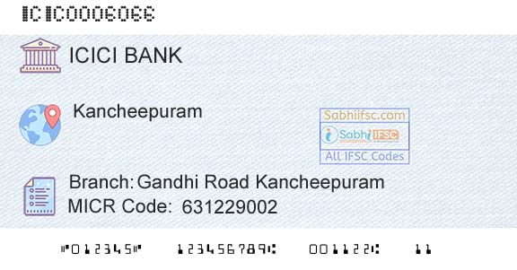 Icici Bank Limited Gandhi Road KancheepuramBranch 