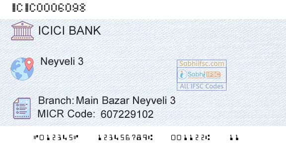 Icici Bank Limited Main Bazar Neyveli 3Branch 