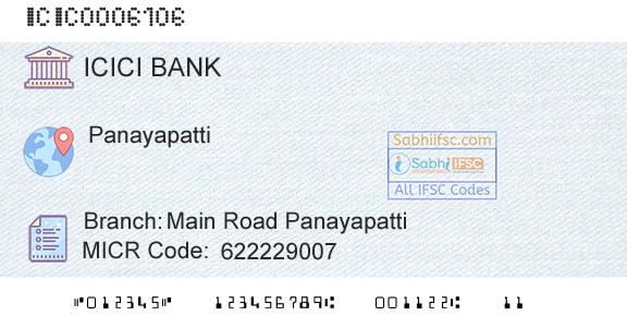 Icici Bank Limited Main Road PanayapattiBranch 
